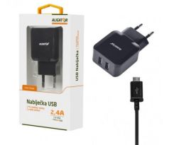 ALIGATOR Nabíjačka MicroUSB 2,4A Čierna