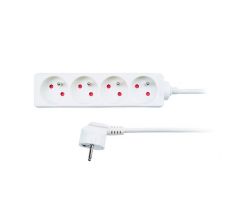 Solight predlžovací prívod, 4 zásuvky, biely, 1,5m