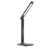 Solight WO45-B LED stolná lampička s displejom, 9W, voľba teploty svetla, koža, čierna