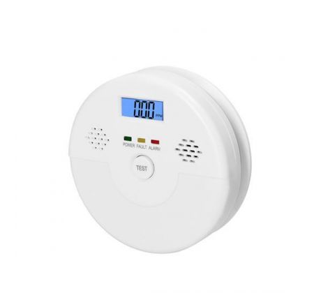 Detektor spalín CO + alarm, 85dB, biely + 9V batéria