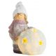 Postavička MagicHome Vianoce, Dievčatko s guľou LED, terakota, 13x9x15 cm