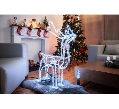 Dekorácia MagicHome Vianoce, Sob, 216x LED studená biela, s otočnou hlavou, 230V, 50 Hz, exteriér, 64,50x44,50x84 cm