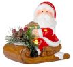 Dekorácia MagicHome Vianoce, Santa na saniach, LED, terakota, 12,6x8,5x11,5 cm