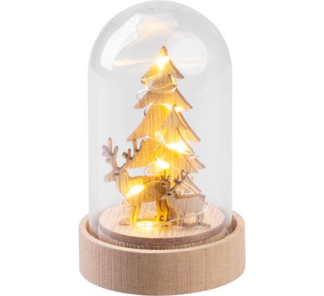 Dekorácia MagicHome Vianoce, stromček v kupole, LED, teplá biela, interiér, 5,5x9 cm