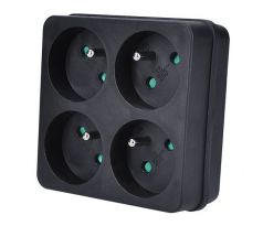 Solight rozbočovač, 4 x 10A, čierny