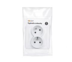 Solight dvojzásuvka Slim, pootočená horná zásuvka, biela