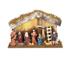 Solight LED drevený betlehem podsvietený, 26x17cm, 6x LED, 2x AA