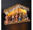 Solight LED drevený betlehem podsvietený, 26x17cm, 6x LED, 2x AA